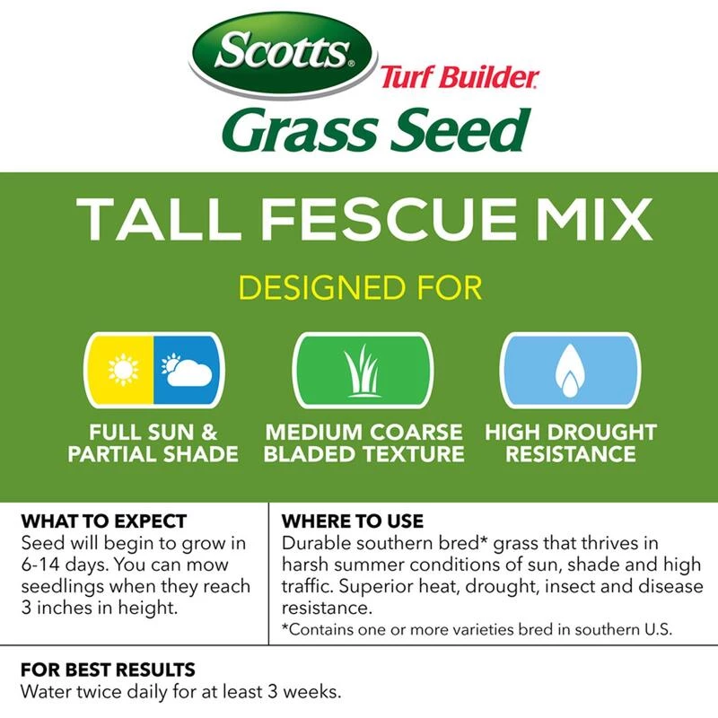 Best Sale ✨ Scotts Turf Builder Tall Fescue Grass Sun or Shade Grass Seed 7 lb ✨ 6 Best Sale ✨ Scotts Turf Builder Tall Fescue Grass Sun or Shade Grass Seed 7 lb ✨ - Image 4