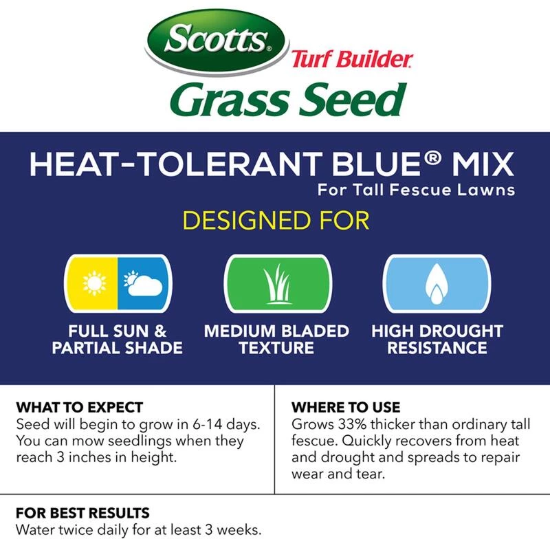 Outlet ⌛ Scotts Turf Builder Heat-Tolerant Blue Mix Tall Fescue Grass Full Sun/Medium Shade Grass Seed 7 lb ✔️ 6 Outlet ⌛ Scotts Turf Builder Heat-Tolerant Blue Mix Tall Fescue Grass Full Sun/Medium Shade Grass Seed 7 lb ✔️ - Image 4